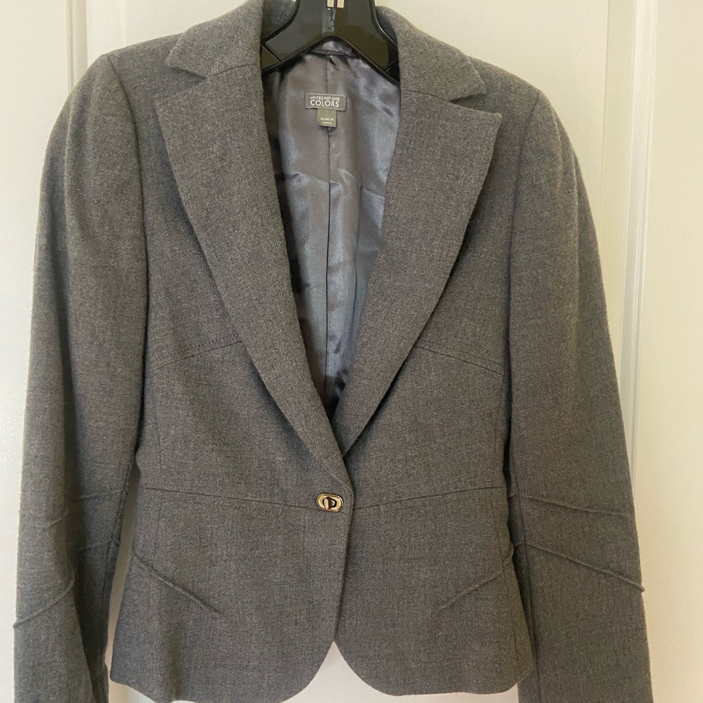 Benetton Grey Wool Jacket Sz 38 / XS